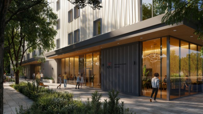 Outside of a proposed student housing building.